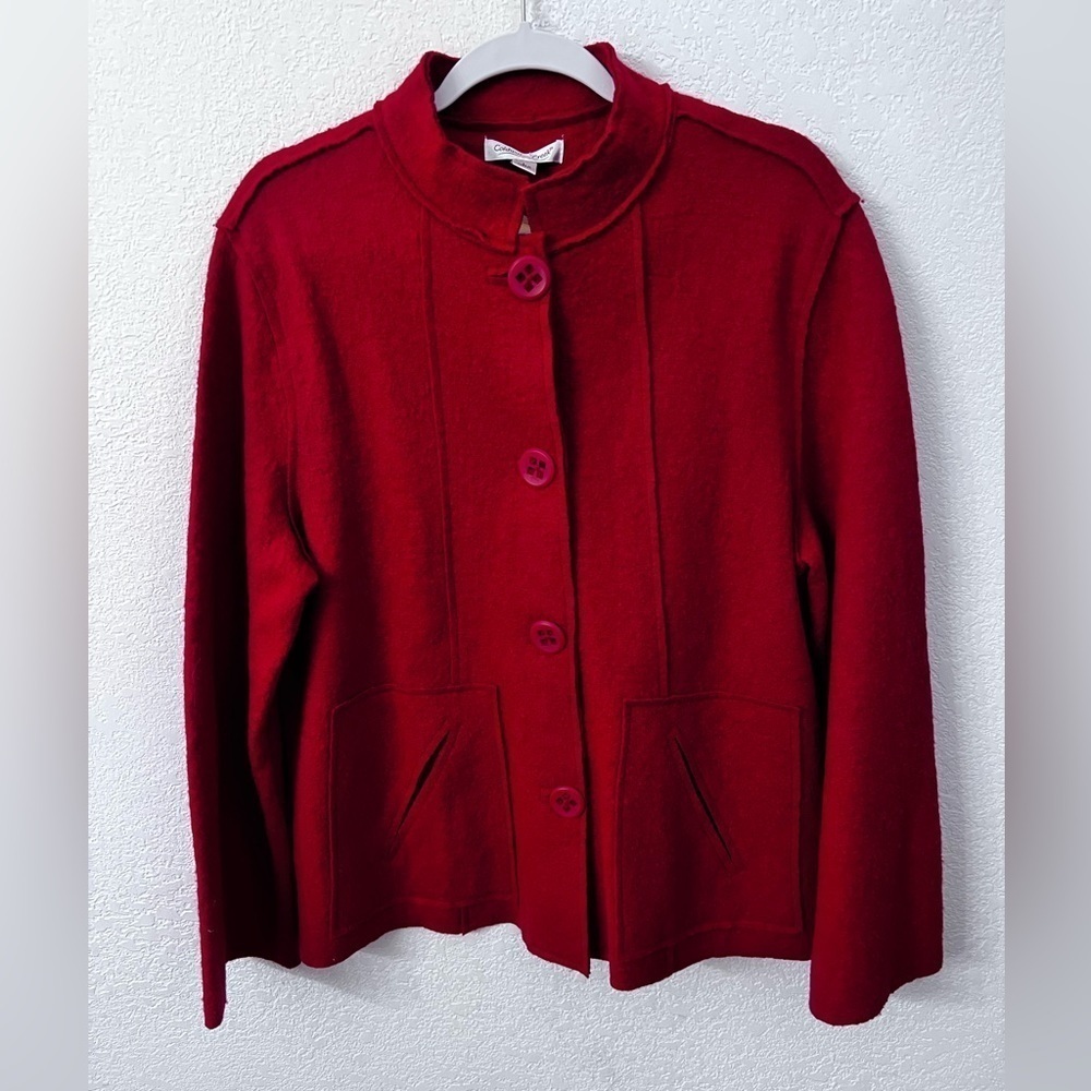 Coldwater Creek red wool blend sweater cardigan womens size large